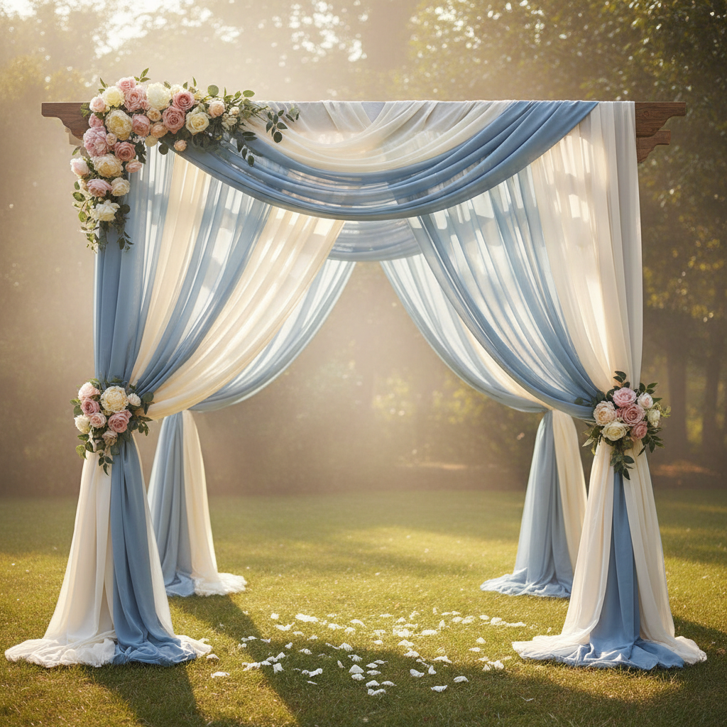 Small Space, Big Impact: How to Use Dusty Blue Wedding Arch Draping Fabric in a Compact Ceremony Backdrop
