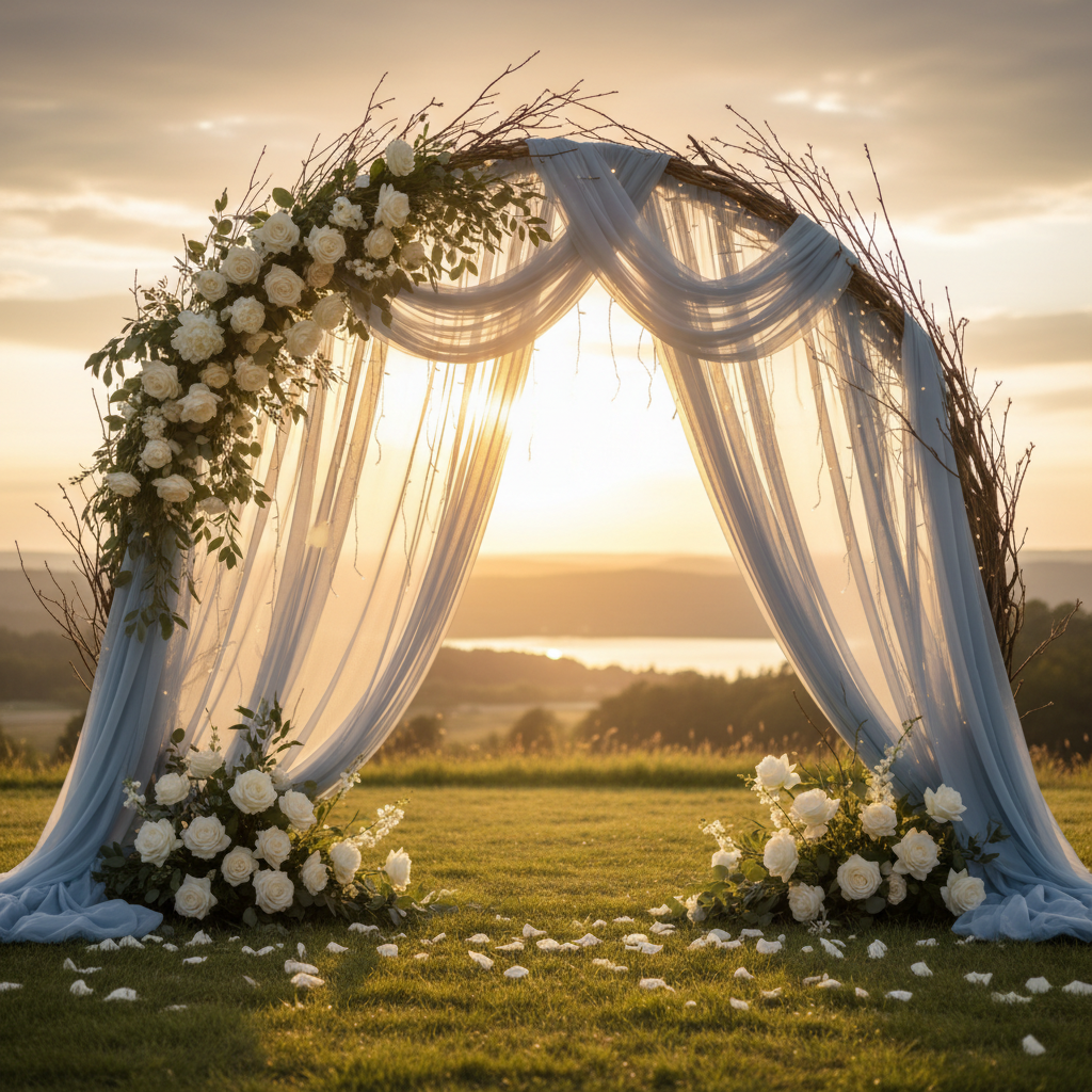 Small Space, Big Impact: How to Use Dusty Blue Sheer Curtains in an Outdoor Wedding Ceremony