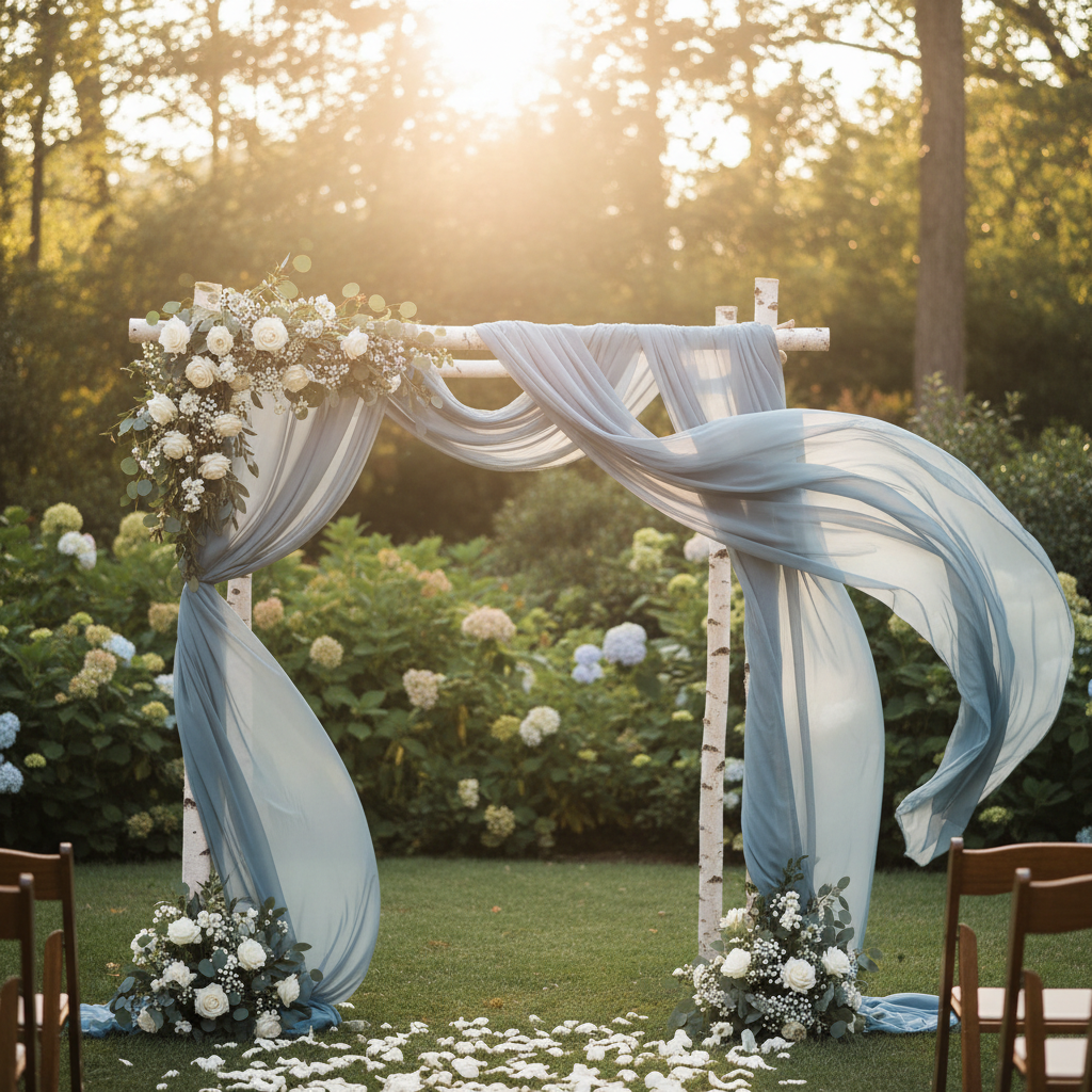 After Your Venue Booking: Judge Sheer Wedding Arch Draping Fabric by Drape Quality, Not Thread Count