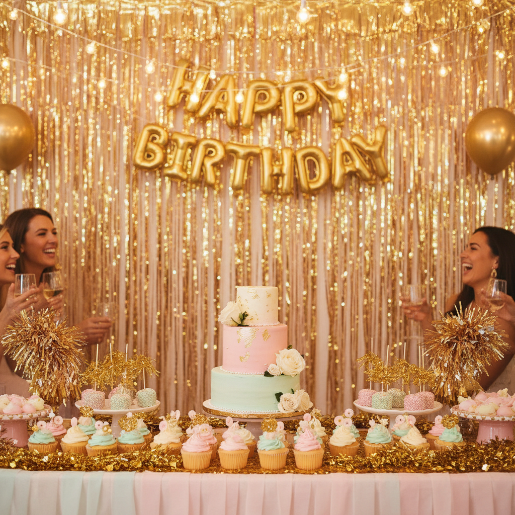 Metallic Tinsel Garland Birthday Party Backdrop, Decoded: How to Choose the Right Shimmer for Intimate Gatherings, Grand Celebrations, and DIY Setups