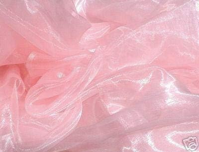 VDS Blush Pink Organza Fabric, 60 Yards Continuous, 45” Wide, Wedding Party Decoration Iridescent Crystal Sheer Shiny Organza Tulle Bridal Dress DIY Crafts Costume Sewing Backdrop Arch Cloth