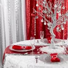 Red Sequin Backdrop Curtains 2 Panels 2FTx8FT Glitter Red Drapes Backdrops Sparkly Photo Backdrop Party Wedding Baby Shower Curtain Sparkle Photography Background