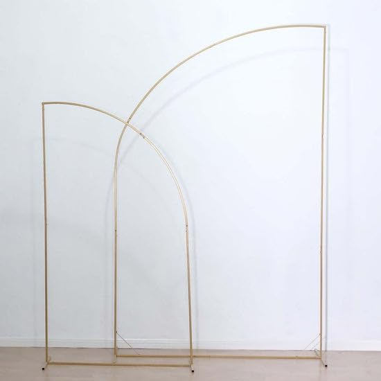 Tableclothsfactory 8ft Gold Metal Wedding Arch Chiara Backdrop Stand, Half Moon Floral Frame Arbor Display