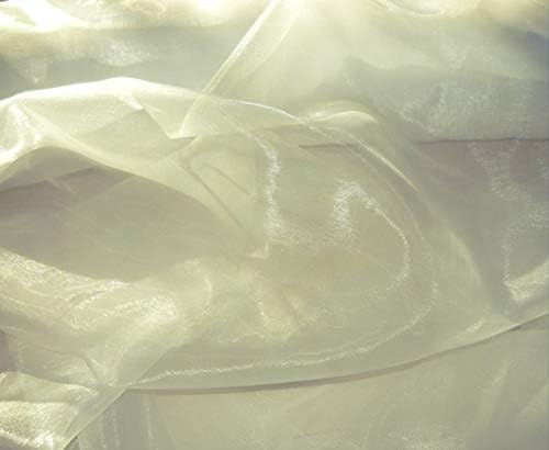 VDS Ivory Organza Fabric, 60 Yards Continuous, 45” Wide, Wedding Party Decoration Iridescent Crystal Sheer Shiny Organza Tulle Bridal Dress DIY Crafts Costume Sewing Backdrop Arch Cloth