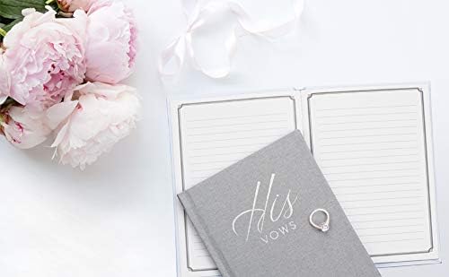 FLUYTCO Wedding Vow Book Keepsakes (2 Book Set, His & Hers) Linen Hardcover - Bonus Wedding day Cards - Vow Renewal - Bridal Shower Gifts - Booklet - Journal - Future Mrs & Mr