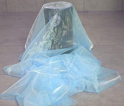 VDS Baby Blue Organza Fabric, 35 Yards Continuous, 45” Wide, Wedding Party Decoration Iridescent Crystal Sheer Shiny Organza Tulle Bridal Dress DIY Crafts Costume Sewing Backdrop Arch Cloth