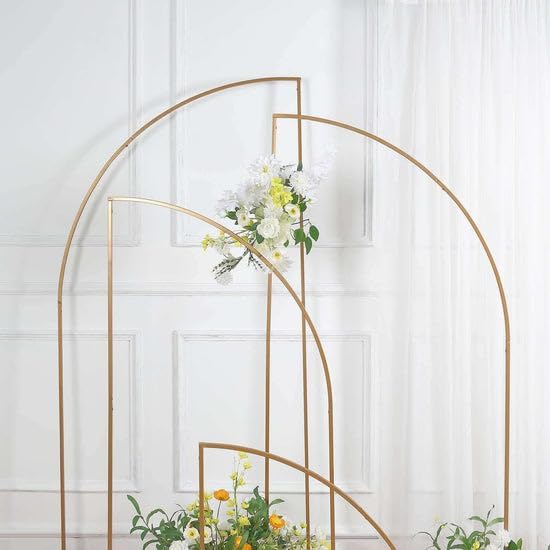 Tableclothsfactory Set of 4 | Gold Metal Wedding Arch Chiara Backdrop Stand, Half Moon Floral Frame Arbor Display - 2.5ft,5ft,6ft,6.5ft