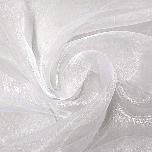 VDS White Organza Fabric, 100 Yards Continuous, 45” Wide, Wedding Party Decoration Iridescent Crystal Sheer Shiny Organza Tulle Bridal Dress DIY Crafts Costume Sewing Backdrop Arch Cloth