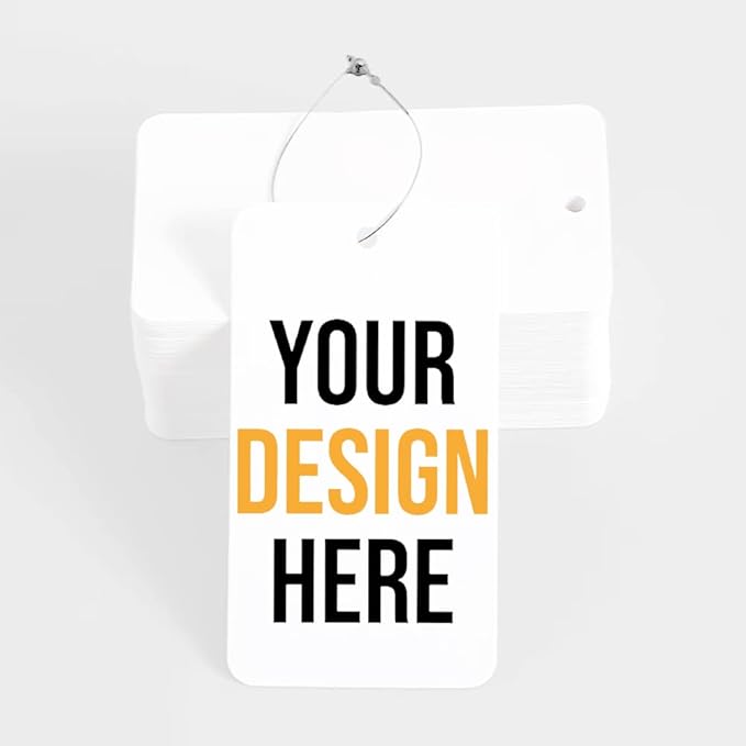 500 Pcs Custom Hang Tags,Personalized Your Logo Photo and Text Design Price Tags Jewelry Hang Tags Labels (Gift Tag Rope)