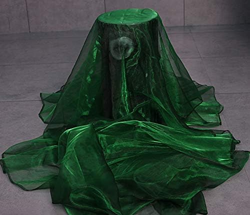 VDS Hunter Green Organza Fabric, 10 Yards Continuous, 45” Wide, Wedding Party Decoration Iridescent Crystal Sheer Shiny Organza Tulle Bridal Dress DIY Crafts Costume Sewing Backdrop Arch Cloth