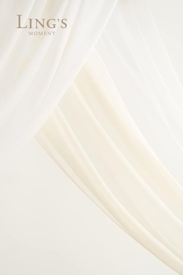 Ling's moment Artificial Wedding Arch Flowers Kit Pack of 4, 2pcs Hanging Silk Flowers Arrangement 2pcs Chiffon Drapes Ceremony Spring Fake Rose Arbor Backdrop White Sage Floral Party Outdoor Decor