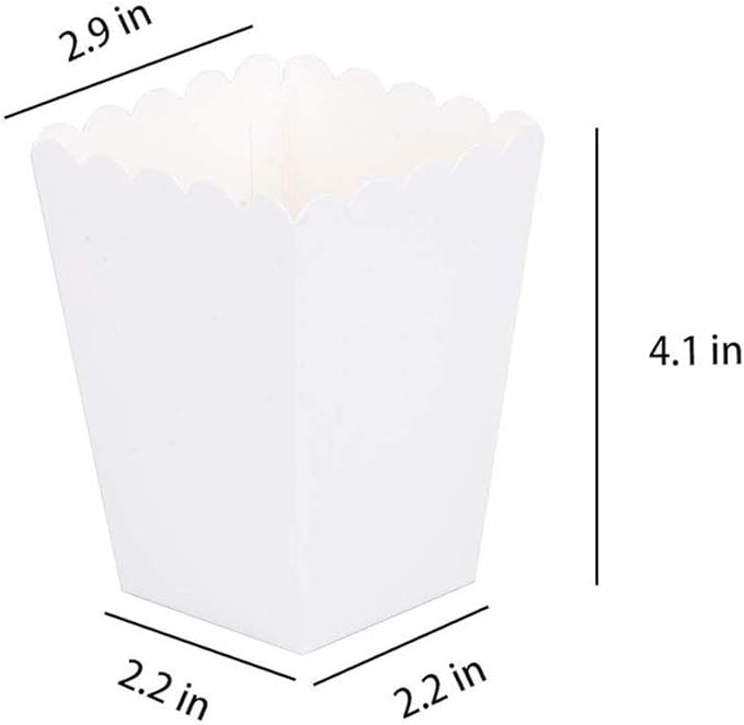 White Popcorn Boxes Mini Paper Popcorn Box Cardboard Popcorn Container for Party, Pack of 24