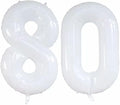 GOER Number 80 Balloons for 80th Birthday Party Decorations,42 Inch Jumbo Foil Helium Balloons for 80th Anniversary (White)