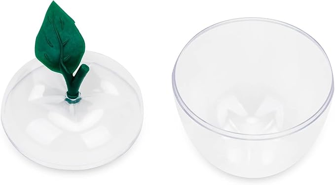 Tevrel Large Clear Apple Container (Pack of 2) – Apple Shaped Plastic Candy Jars for Gifts, Teacher Appreciation, Party Favors, Wedding Decorations, Classroom & Holiday Supplies
