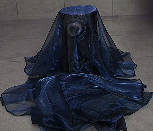 VDS Navy Blue Organza Fabric, 20 Yards Continuous, 45” Wide, Wedding Party Decoration Iridescent Crystal Sheer Shiny Organza Tulle Bridal Dress DIY Crafts Costume Sewing Backdrop Arch Cloth