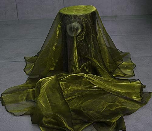 VDS Olive Green Organza Fabric, 35 Yards Continuous, 45” Wide, Wedding Party Decoration Iridescent Crystal Sheer Shiny Organza Tulle Bridal Dress DIY Crafts Costume Sewing Backdrop Arch Cloth