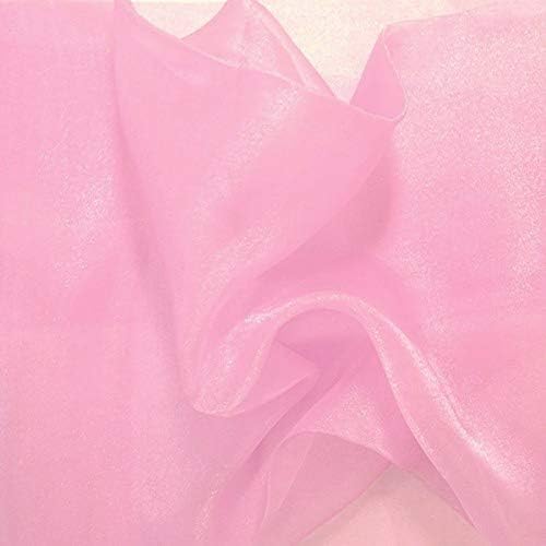 VDS Pink Organza Fabric, 100 Yards Continuous, 45” Wide, Wedding Party Decoration Iridescent Crystal Sheer Shiny Organza Tulle Bridal Dress DIY Crafts Costume Sewing Backdrop Arch Cloth