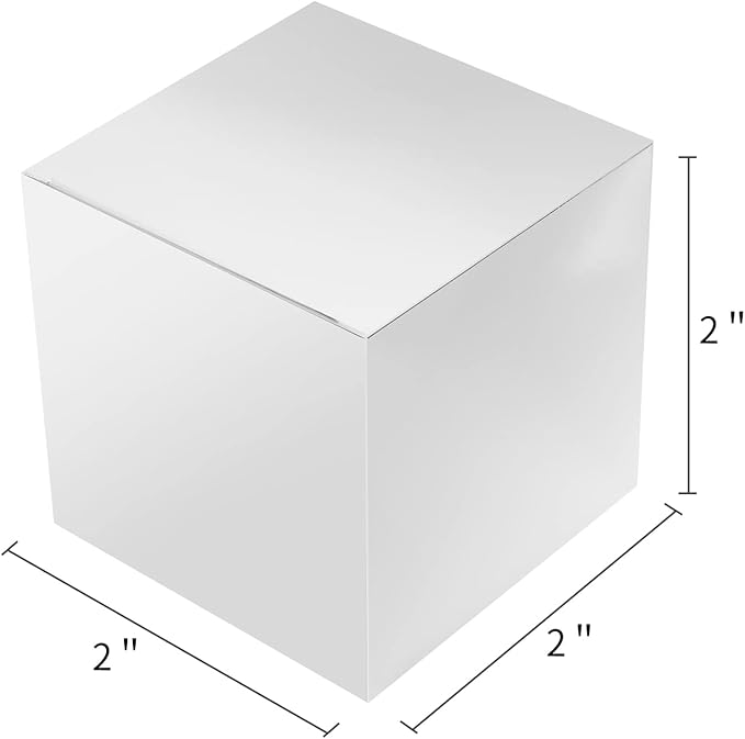 100 Pack Small Gift Boxes, 2x2x2 Inches Favor Boxes Silver Paper Gift Boxes with Lids for Presents, Crafting, Cupcake Boxes, Gifts, Candy Boxes for Wedding Party Bridal Shower Baby Shower Favors