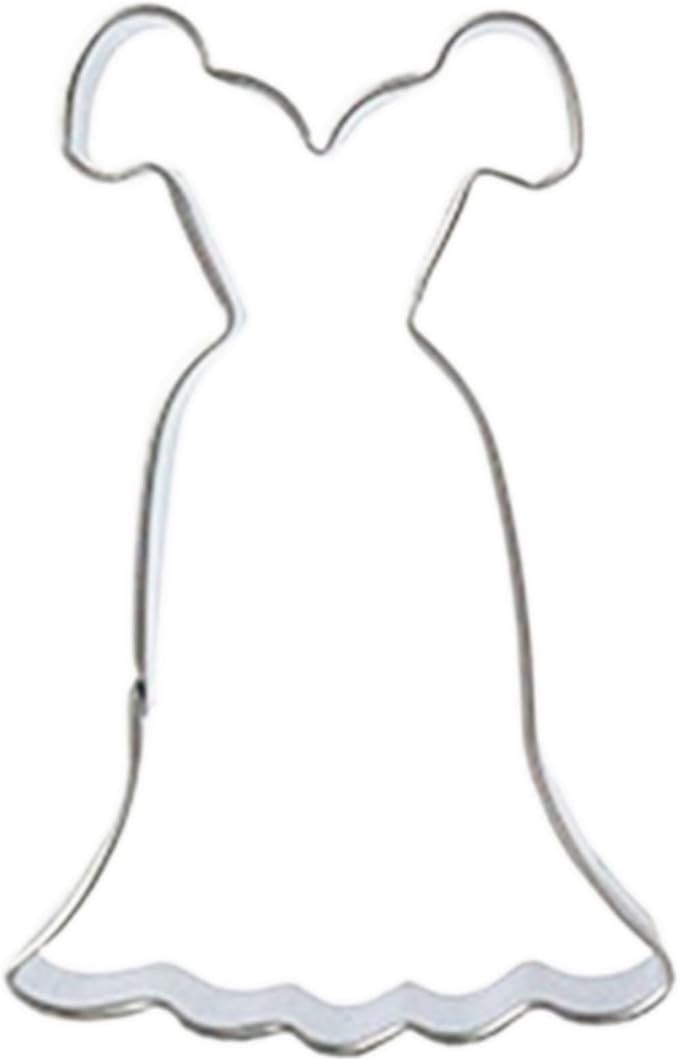 Large Size Dress Shaped Cookie Cutter, Stainless Steel Short Sleeved Wedding Dress Princess Dress Cookie Cutter, 4.9 Inches