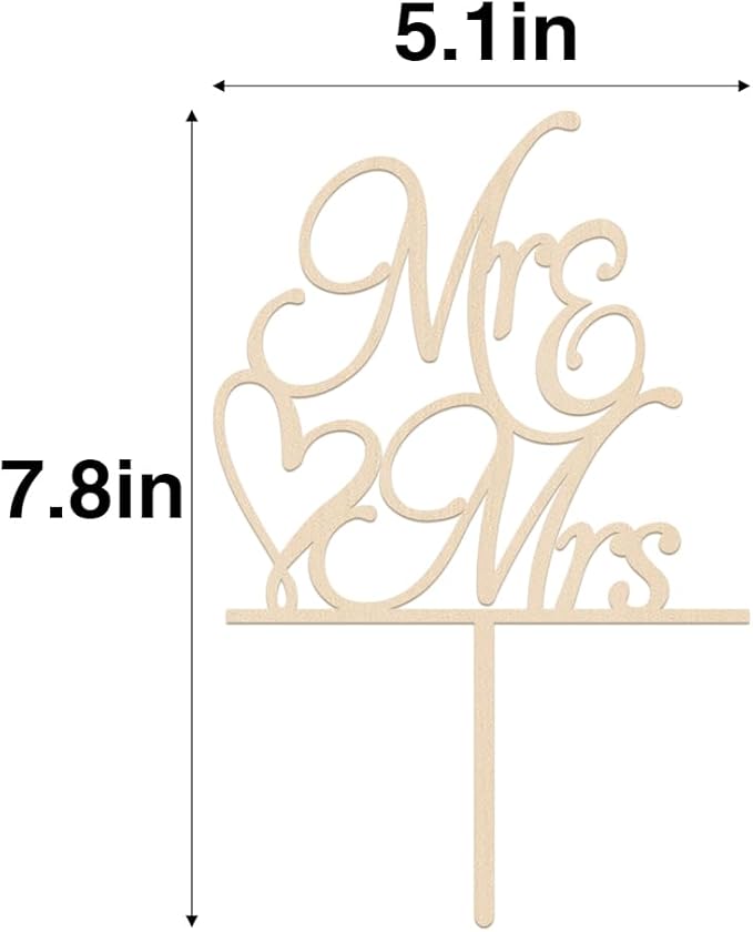 wood Mr and Mrs Cake Topper,Bride and Groom Sign Wedding/Engagement/Anniversary Cake Toppers Decoration