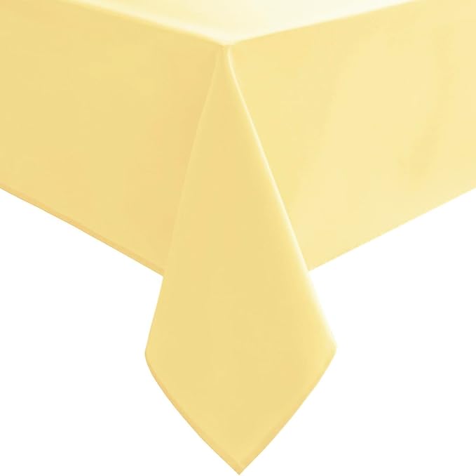 Hiasan Waterproof Tablecloth Rectangle - Washable Fabric Table Cloth for Dining Room Kitchen Birthday Party and Outdoor Use, Light Yellow, 70 x 140 Inch