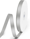 3/8" x 50 Yards Satin Ribbon - Silver Silk Ribbon with Spool - Ideal for Gift Wrapping, Floral Bouquets, Crafts, Wedding Party Decorations, Christmas and Sewing Projects