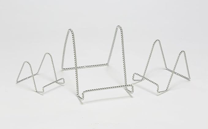 TRIPAR Decorative Twisted Wire Stand, Chrome Display (6 Inch Depth) Tabletop Easel Sleek & Modern Look - Perfect for Books, Plates, Photos & More
