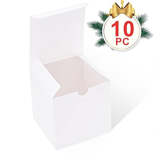MESHA Small White Gift Boxes 4x4x4'' 10 Pack, Gift Boxes with Lids for Bridesmaid Gifts, Groomsmen, Godmother, Wedding & Party Favor, Bridal Shower, Cupcake Boxes