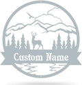 RealSteel Personalized Outdoor Metal Sign, Customize the Great Outdoor Deer & Mountain Monogram, Rustic Cabin, Lodge, or Home Décor, Laser Cut Steel Wall Art, Family Gifts