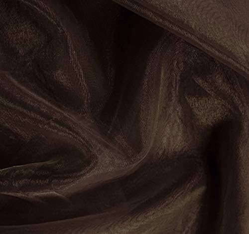 VDS Coffee Organza Fabric, 20 Yards Continuous, 45” Wide, Wedding Party Decoration Iridescent Crystal Sheer Shiny Organza Tulle Bridal Dress DIY Crafts Costume Sewing Backdrop Arch Cloth