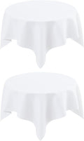 2 Pack Small Square Table Cloth 36X36 Inch White Washable Fabric Tablecloth Polyester Solid Table Cover for Night Stand End Table Side Table Outdoor Indoor