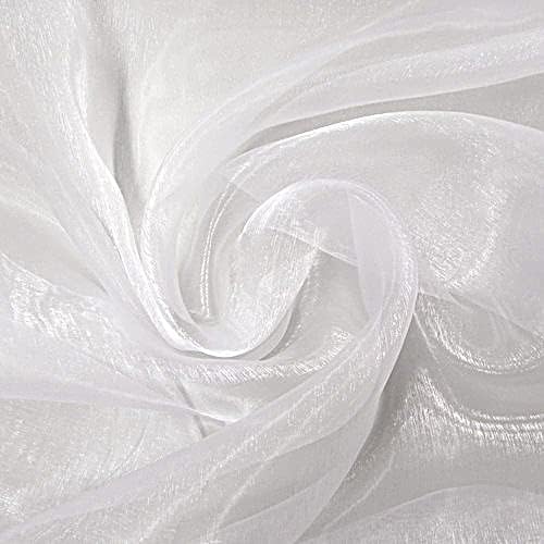 VDS White Organza Fabric, 100 Yards Continuous, 45” Wide, Wedding Party Decoration Iridescent Crystal Sheer Shiny Organza Tulle Bridal Dress DIY Crafts Costume Sewing Backdrop Arch Cloth