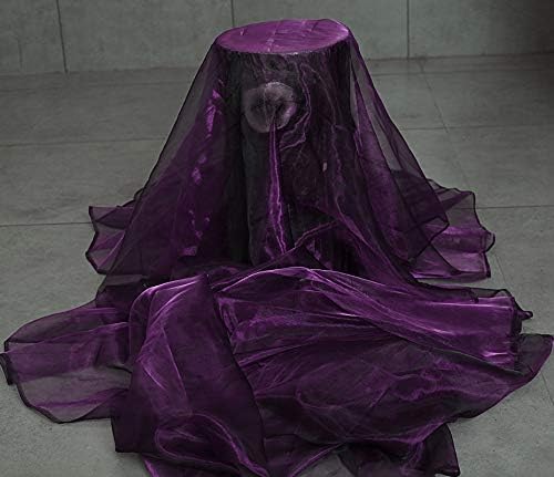 VDS Dark PurpleOrganza Fabric, 25 Yards Continuous, 45” Wide, Wedding Party Decoration Iridescent Crystal Sheer Shiny Organza Tulle Bridal Dress DIY Crafts Costume Sewing Backdrop Arch Cloth