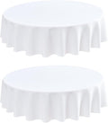 2 Pack Round Table Cloth 48 Inch White Tablecloth Washable Polyester Solid Dining Table Cover for Birthday Party Dinner Holiday Outdoor Indoor
