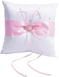 QIRMIZI Ring Pillow,Pearls Ring Cushion, Ring Bearer, Ring Holder for Beach Wedding, Wedding Ceremony, Proposal,Pink