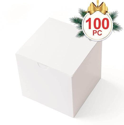 MESHA 3x3x3'' 100PC Cardboard Gift Boxes with Lids, Small for Bridesmaid Groomsmen Gifts,Cupcakes, Crafting, Party Wedding Favor, Bridal Baby Shower, White