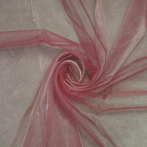 VDS Dusty Pink Organza Fabric, 20 Yards Continuous, 45” Wide, Wedding Party Decoration Iridescent Crystal Sheer Shiny Organza Tulle Bridal Dress DIY Crafts Costume Sewing Backdrop Arch Cloth