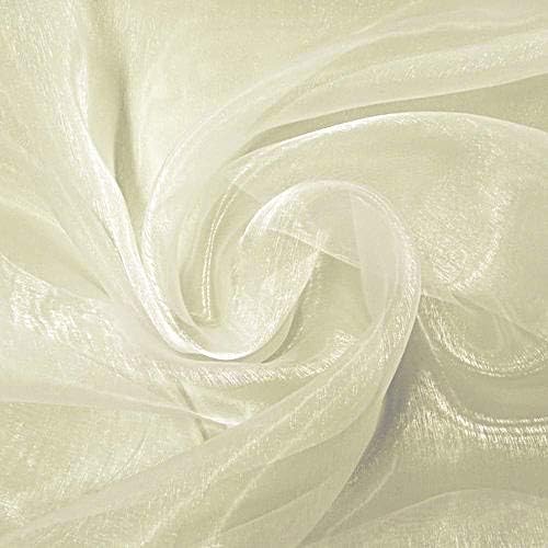 VDS Cream Organza Fabric, 10 Yards Continuous, 45” Wide, Wedding Party Decoration Iridescent Crystal Sheer Shiny Organza Tulle Bridal Dress DIY Crafts Costume Sewing Backdrop Arch Cloth