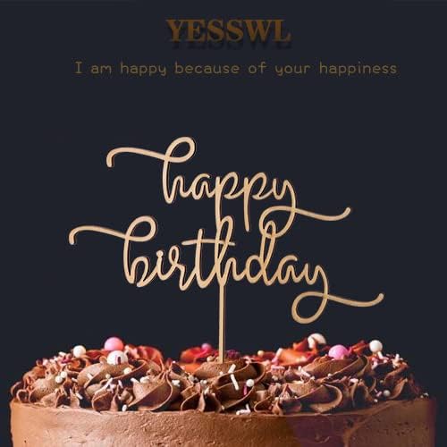 Happy Birthday Cake Topper - High-end Basswood Craft Durable Multifunctional Cake Topper, Wooden Textured Cake Decoration for Birthday Party Decoration,the Best Souvenirs for Family and Friends.