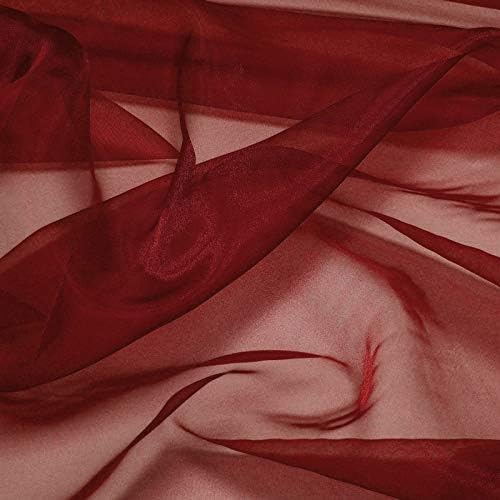 VDS Maroon Organza Fabric, 20 Yards Continuous, 45” Wide, Wedding Party Decoration Iridescent Crystal Sheer Shiny Organza Tulle Bridal Dress DIY Crafts Costume Sewing Backdrop Arch Cloth