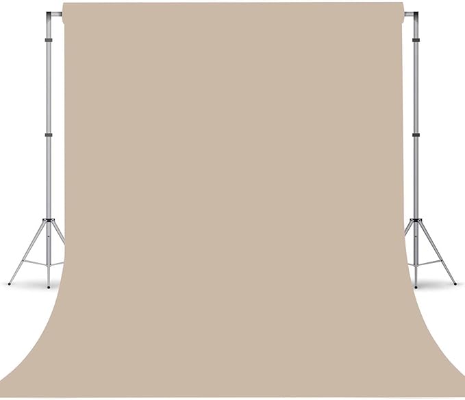 Beige Photo Backdrop,Photo Booth Portrait Photography Backdrops,Studio Beige Backdrop for Photoshoot Streaming Video Shooting 8FTx10FT