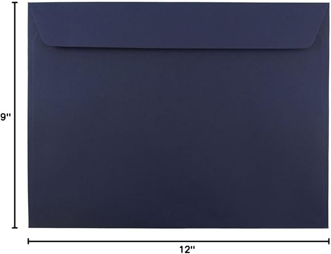 JAM PAPER 9 x 12 Booklet Premium Envelopes - Navy Blue - Bulk 1000/Carton