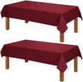 Hiasan 2 Pack Faux Linen Rectangle Red Tablecloth - Wrinkle and Stain Resistant Washable Table Cloth for Kitchen Dining Room Holiday Table Cover for Party Dinner, 60 x 102 Inch