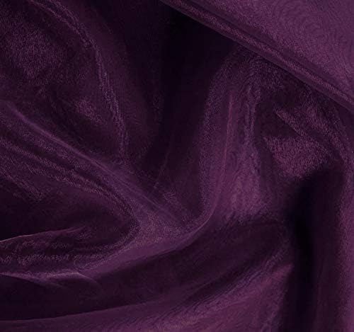 VDS Dark PurpleOrganza Fabric, 40 Yards Continuous, 45” Wide, Wedding Party Decoration Iridescent Crystal Sheer Shiny Organza Tulle Bridal Dress DIY Crafts Costume Sewing Backdrop Arch Cloth