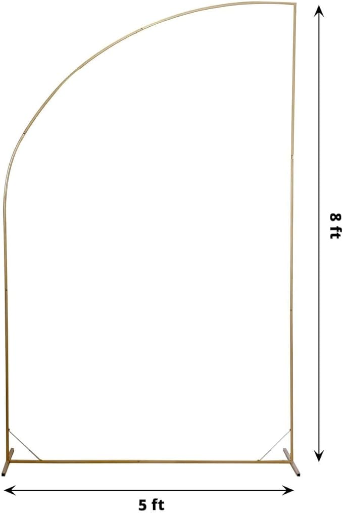 Tableclothsfactory 8ft Gold Metal Wedding Arch Chiara Backdrop Stand, Half Moon Floral Frame Arbor Display