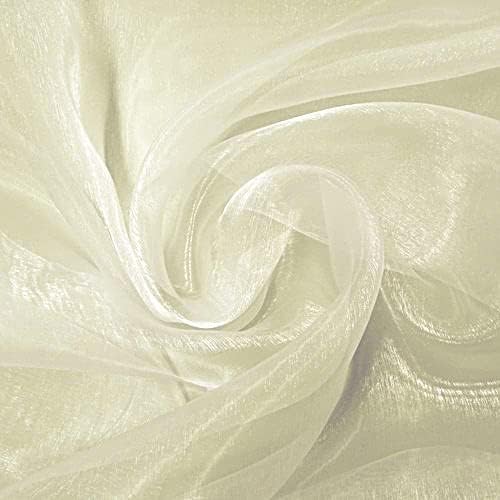 VDS Cream Organza Fabric, 15 Yards Continuous, 45” Wide, Wedding Party Decoration Iridescent Crystal Sheer Shiny Organza Tulle Bridal Dress DIY Crafts Costume Sewing Backdrop Arch Cloth