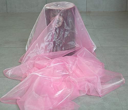 VDS Pink Organza Fabric, 20 Yards Continuous, 45” Wide, Wedding Party Decoration Iridescent Crystal Sheer Shiny Organza Tulle Bridal Dress DIY Crafts Costume Sewing Backdrop Arch Cloth
