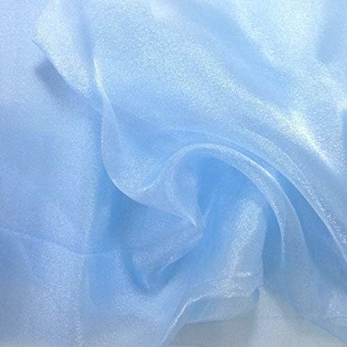 VDS Baby Blue Organza Fabric, 35 Yards Continuous, 45” Wide, Wedding Party Decoration Iridescent Crystal Sheer Shiny Organza Tulle Bridal Dress DIY Crafts Costume Sewing Backdrop Arch Cloth