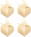 KUPOO 50PCS Small Yellow Butterfly Favor Boxes Girl Baby Shower Candy Box Small Butterfly Gift Boxes Party Favors for Wedding Birthday (Light yellow)