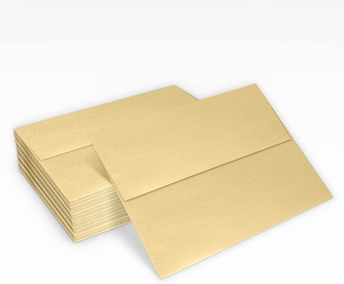 LUXPaper A7 Invitation Envelopes | Peel & Press | 5 1/4" x 7 1/4" | Blonde Metallic | 80lb. Text | 500 Qty
